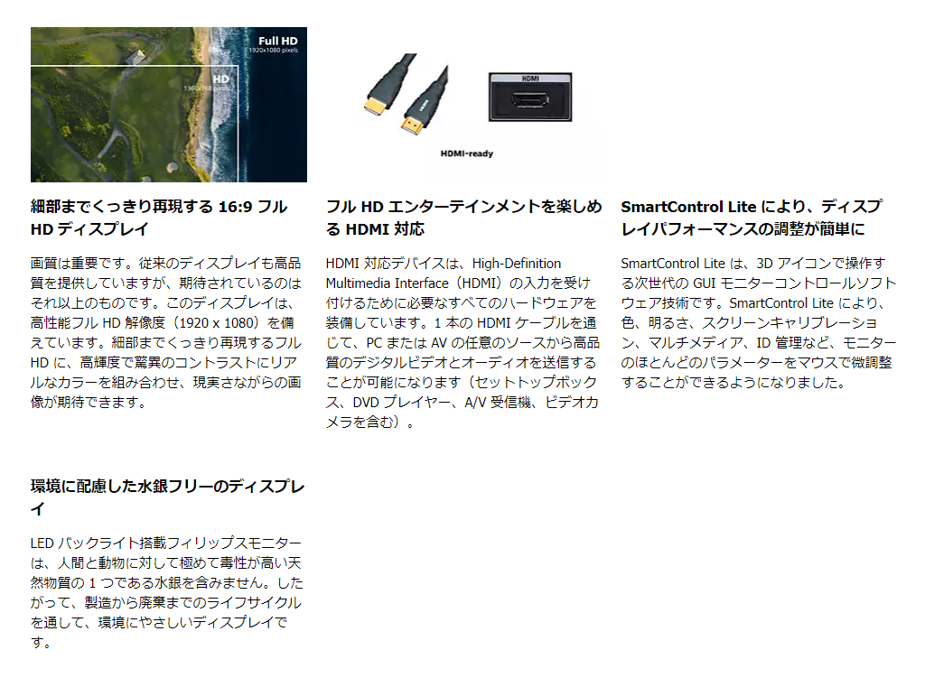 【中古モニター】23.6インチ メーカー PHILIPS 型番 243V5QHAWA-11 入力端子 DVI D-Sub HDMI 解像度 1920x1080 中古 液晶 モニター PC ディスプレイ