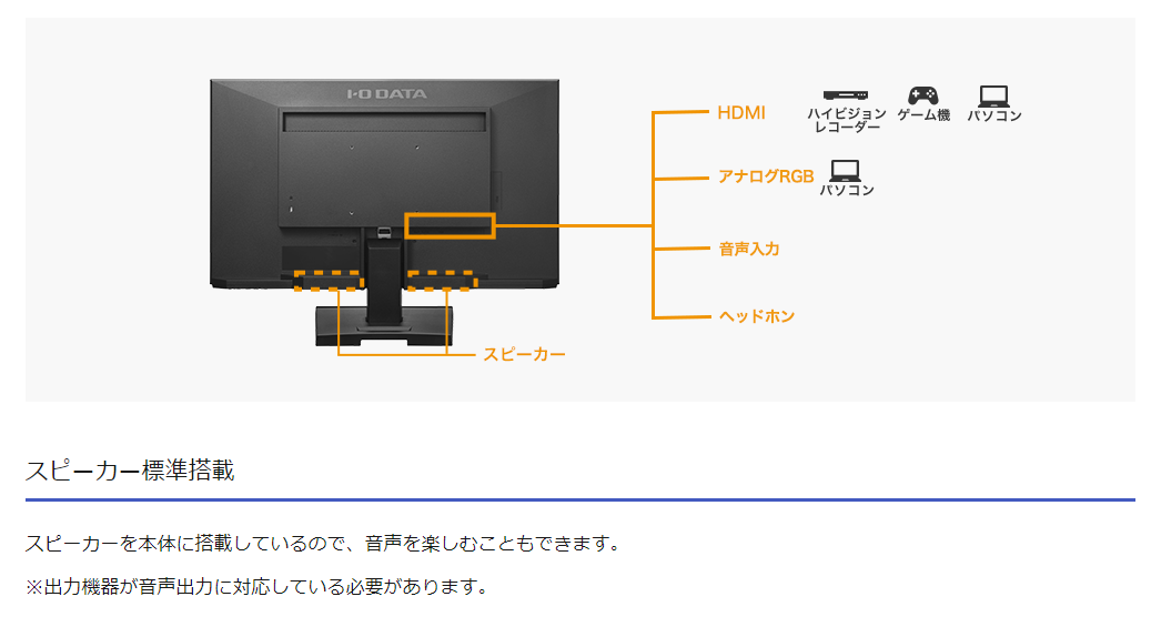 【中古モニター】23.8インチ メーカー I-ODATA 型番 LCD-AH241EDB 入力端子 D-Sub HDMI 解像度 1920x1080 中古 液晶 モニター PC ディスプレイ