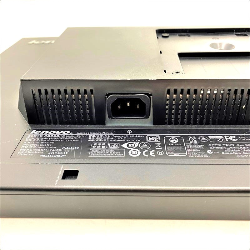 【中古モニター】21.5インチ メーカー Lenovo 型番 60A1-MAR2-WW 入力端子D-Subx1 HDMI DisplayPort 解像度 1920x1080 中古 液晶 モニター PC ディスプレイ