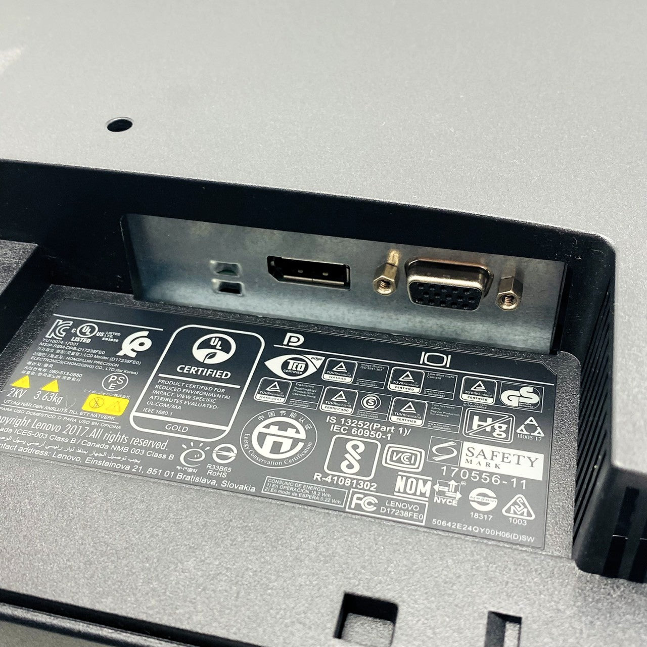 【中古モニター】23.8インチ メーカー Lenovo 型番 61B7-JAR6-WW 入力端子 D-Sub DisplayPort 解像度 1920x1080 Bランク 中古 液晶 モニター PC ディスプレイ