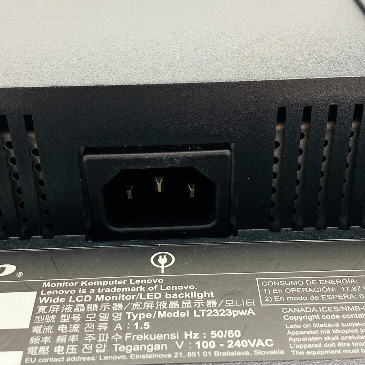 【中古モニター】23インチ メーカー Lenovo 型番 3024-HC1 ThinkVision LT2323p 入力端子D-Sub DVI DisplayPort 解像度 1920x1080 Aランク 中古 液晶 モニター PC ディスプレイ