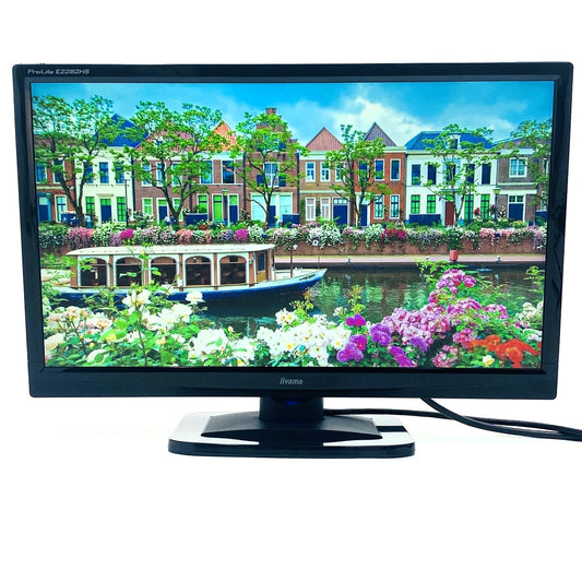 【中古モニター】21.5インチ メーカー iiyama 型番 E2282HS-GB1 入力端子 HDMI D-Sub DVI 解像度 1920×1080 Aランク 中古 液晶 モニター PC ディスプレイ