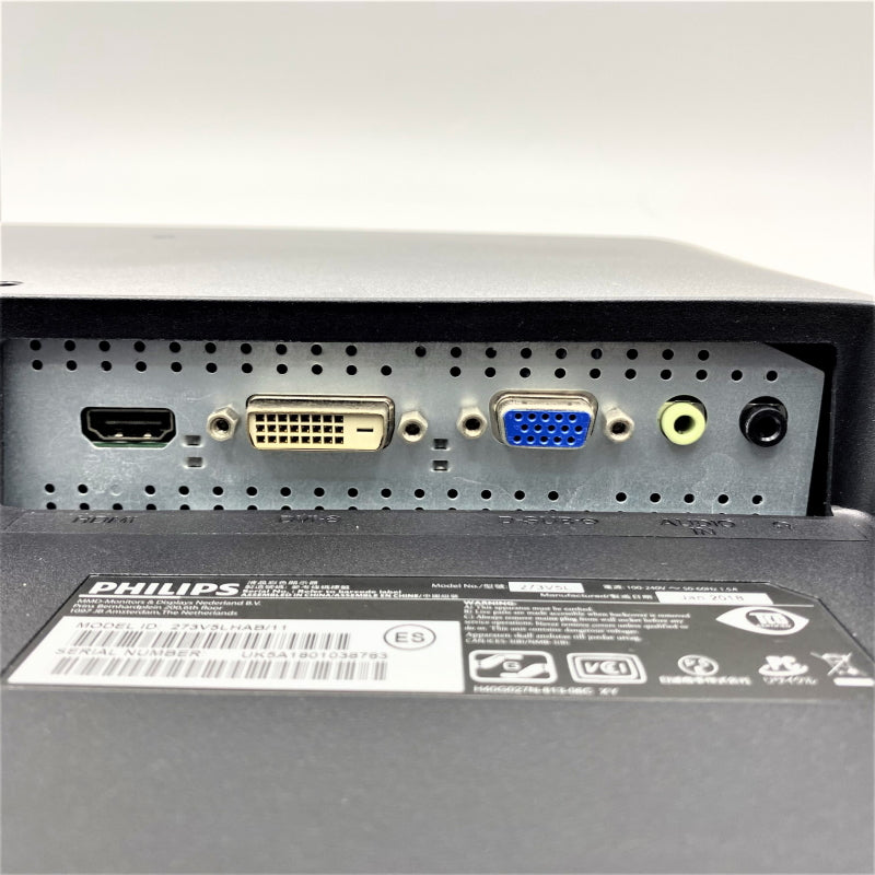 【中古モニター】27インチ メーカー PHILIPS 型番 273V5LHAB/11 入力端子 D-Sub DVI HDMI 解像度 1920x1080 中古 液晶 モニター PC ディスプレイ