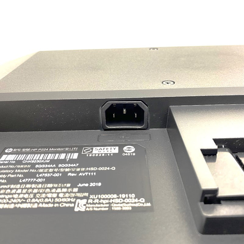 【中古モニター】21.5インチ メーカー HP 型番 P224 入力端子 D-Sub HDMI D-Port  解像度 1920x1080 中古 液晶 モニター PC ディスプレイ
