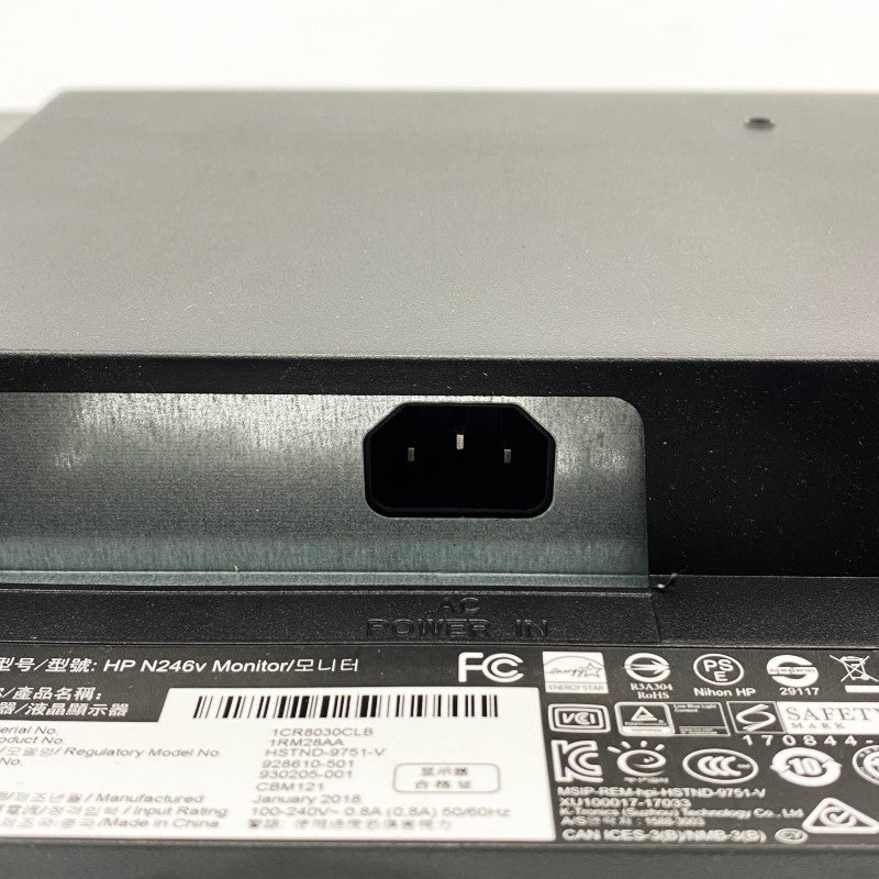 【中古モニター】23.8インチ メーカー HP 型番 N246V 入力端子 DVI D-Sub HDMI 解像度 1920x1080 中古 液晶  モニター PC ディスプレイ
