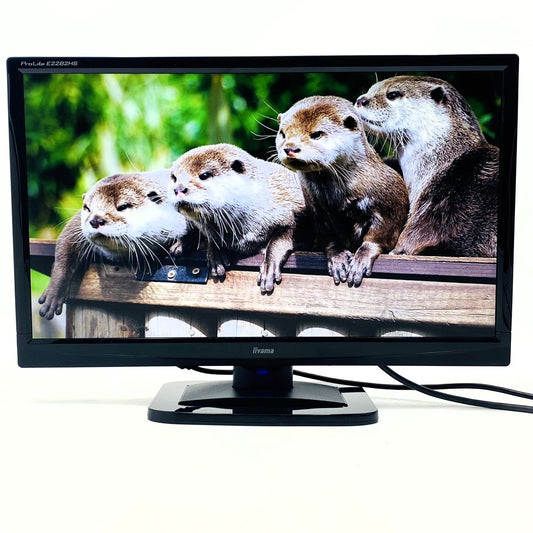 【中古モニター】21.5インチ メーカー iiyama 型番 E2282HS-GB1 入力端子 HDMI D-Sub DVI 解像度 1920×1080 中古 液晶 モニター PC ディスプレイ