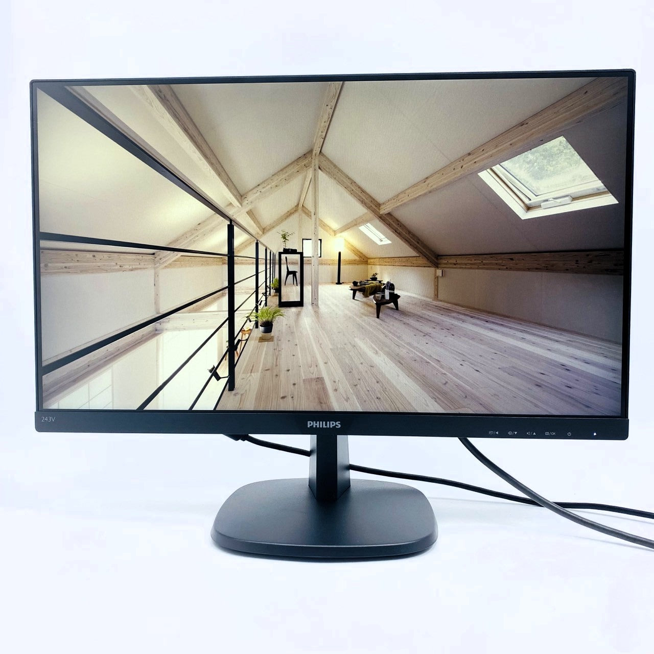 【中古モニター】23.8インチ メーカー PHILIPS 型番 243V7QJAB/11入力端子 D-Sub DisplayPort HDMI 解像度 1920x1080 Bランク 中古 液晶 モニター PC ディスプレイ