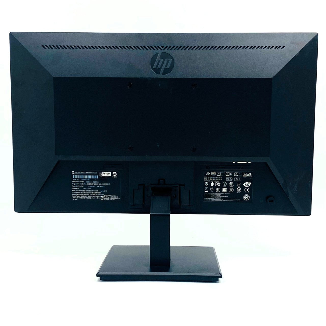 【中古モニター】21.5インチ メーカー HP 型番 P224 入力端子 D-Sub HDMI DisplayPort  解像度 1920x1080 Cランク 中古 液晶 モニター PC ディスプレイ