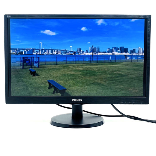 【中古モニター】23.6インチ メーカー PHILIPS 型番 243V5QHABA/11 入力端子 HDMI D-Sub DVI 解像度 1920x1080 Bランク 中古 液晶 モニター PC ディスプレイ