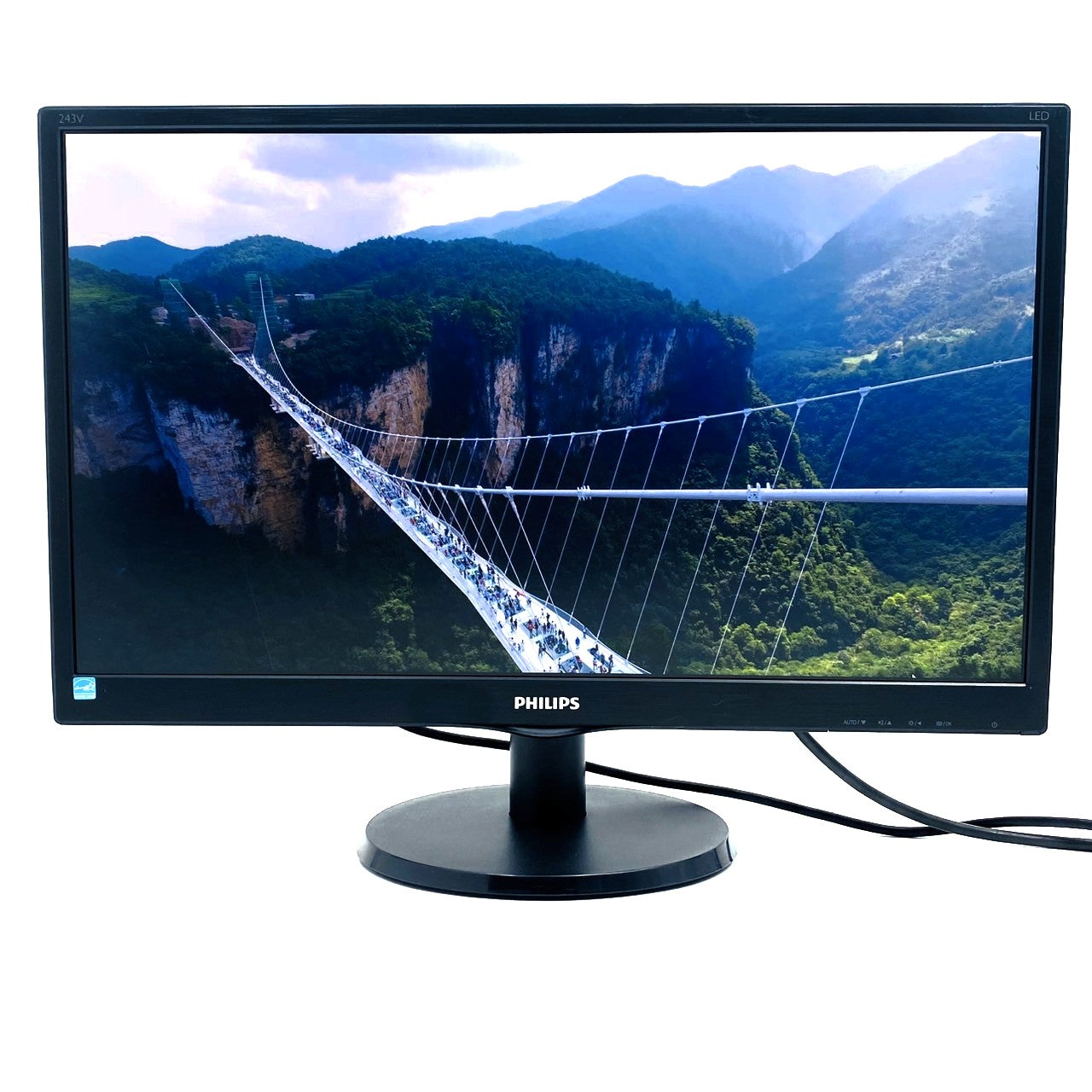 【中古モニター】23.6インチ メーカー PHILIPS 型番 243V5QHABA/11 入力端子 HDMI D-Sub DVI 解像度 1920x1080 Cランク 中古 液晶 モニター PC ディスプレイ