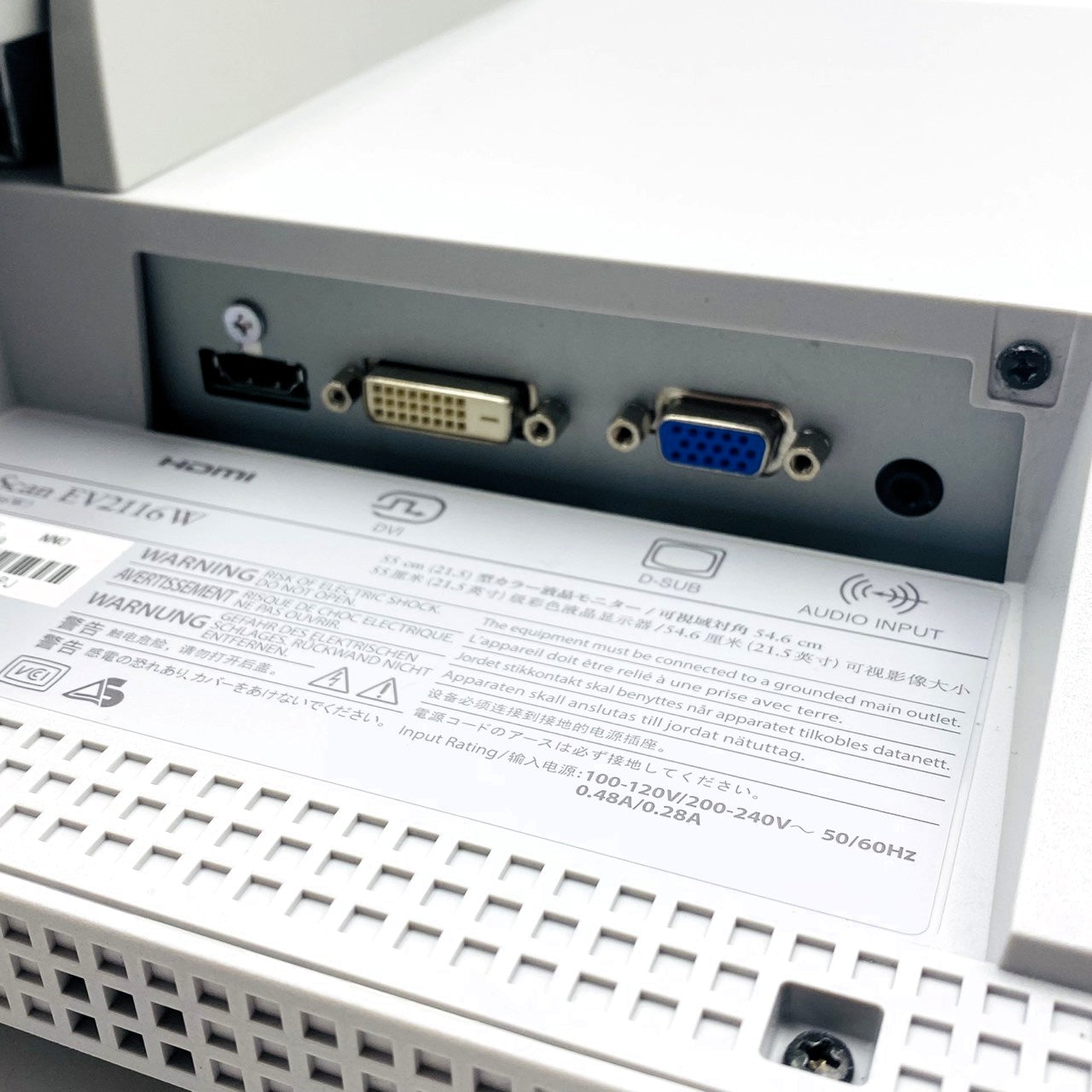 【中古モニター】21.5インチ メーカー EIZO 型番 EV2116W 入力端子 D-Sub DVI HDMI 解像度 1920x1080 Cランク 中古 液晶 モニター PC ディスプレイ