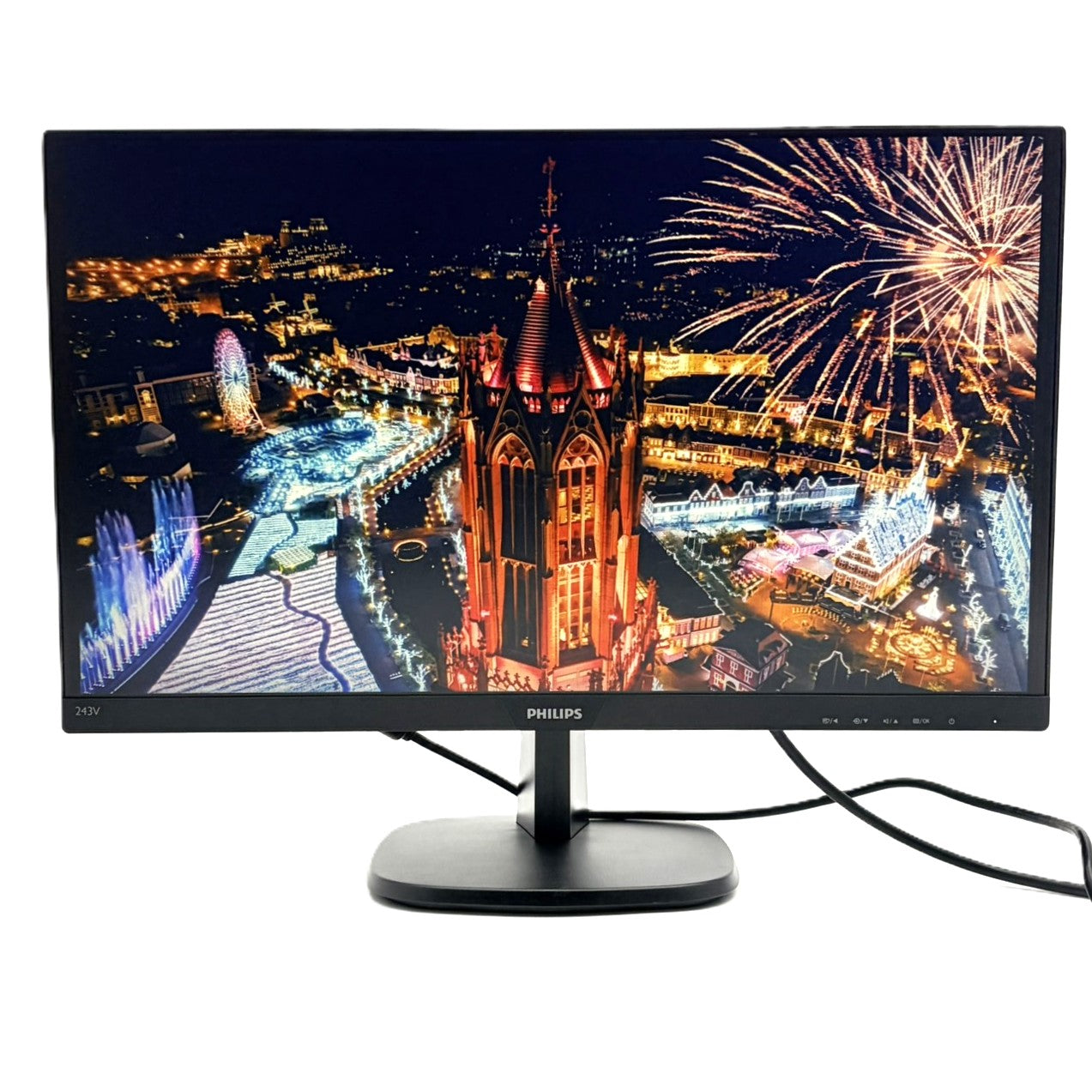 【中古モニター】23.8インチ メーカー PHILIPS 型番 243V7QDAB/11 入力端子 D-Sub DVI HDMI 解像度 1920x1080 Cランク 中古 液晶 モニター PC ディスプレイ