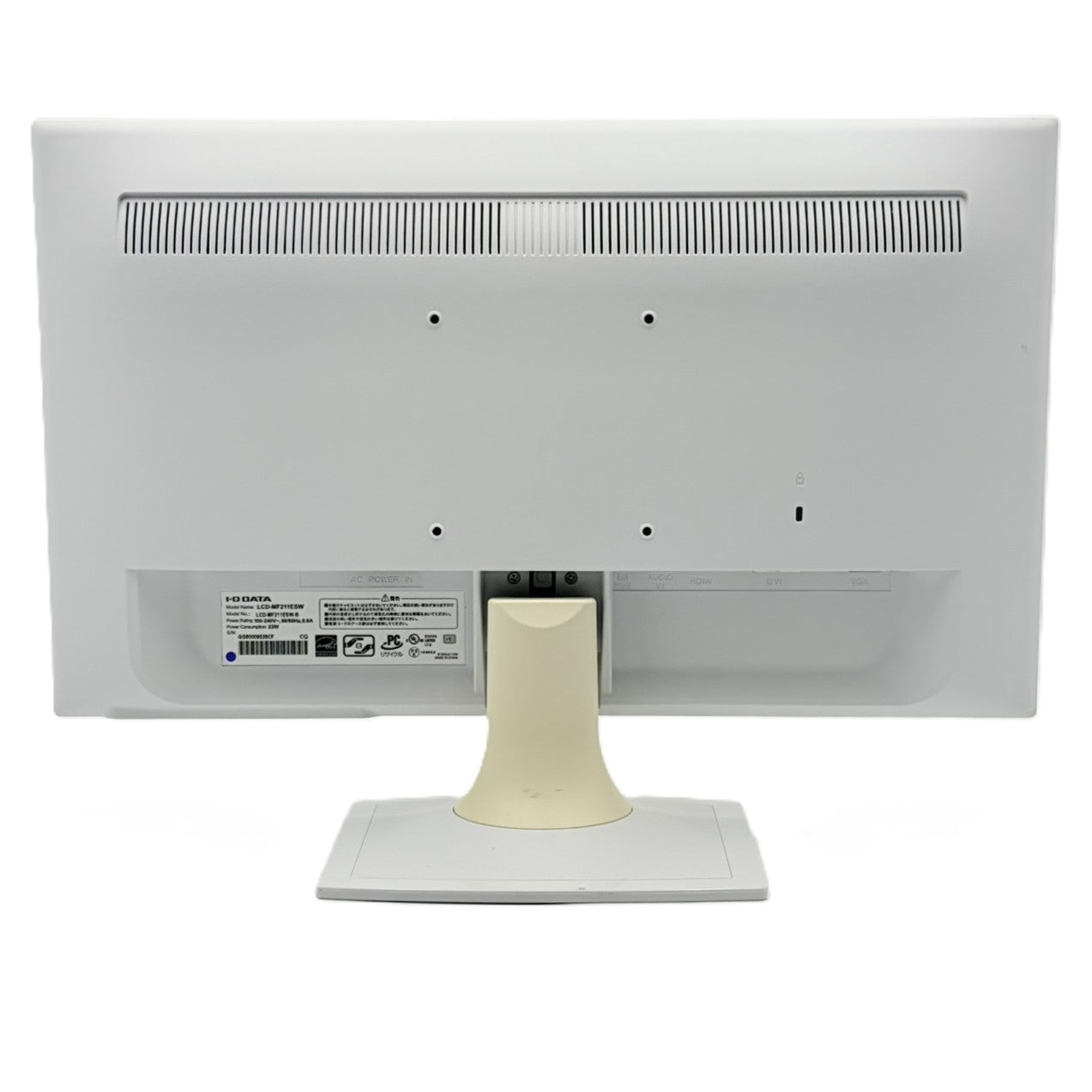 【中古モニター】20.7インチ メーカー I-ODATA 型番 LCD-MF211ESW 入力端子 HDMI D-Sub DVI 解像度 1920x1080 Cランク 中古 液晶 モニター PC ディスプレイ