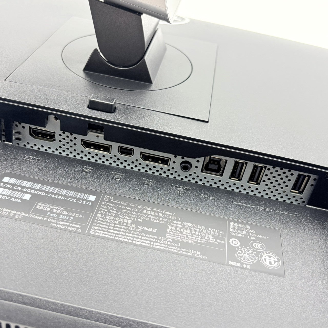 【中古モニター】27インチ メーカー DELL 型番 P2715QT 入力端子 HDMI DisplayPort 解像度 3840x2160 Aランク 中古 液晶 モニター PC ディスプレイ