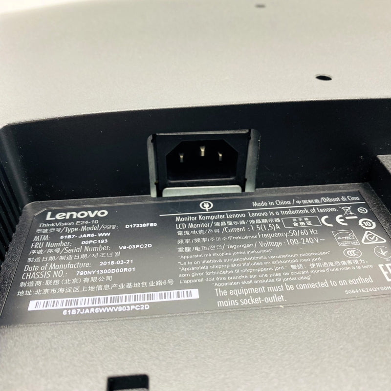 【中古モニター】23.8インチ メーカー Lenovo 型番 61B7-JAR6-WW 入力端子 D-Sub DisplayPort 解像度 1920x1080 中古 液晶 モニター PC ディスプレイ
