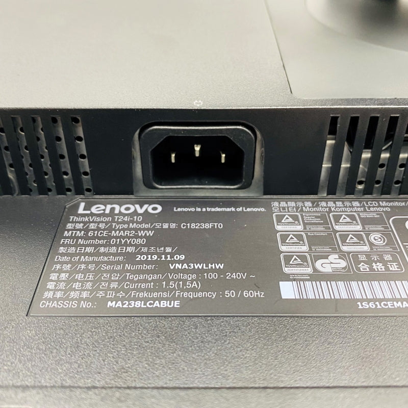 【中古モニター】23.8インチ メーカー Lenovo 型番 61CE-MAR2-WW 入力端子 HDMI D-Sub Displayport 解像度 1920x1080 中古 液晶 モニター PC ディスプレイ