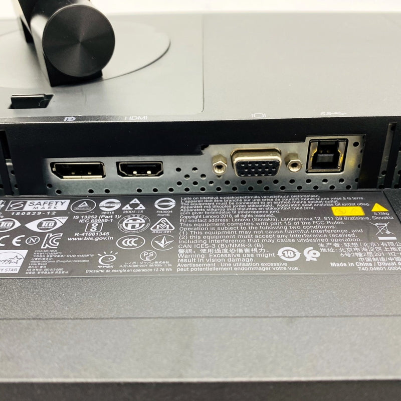 【中古モニター】23.8インチ メーカー Lenovo 型番 61CE-MAR2-WW 入力端子 HDMI D-Sub Displayport 解像度 1920x1080 中古 液晶 モニター PC ディスプレイ